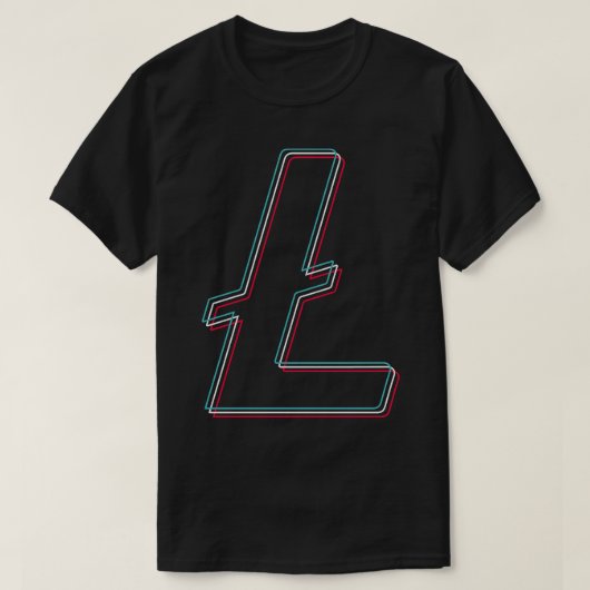 Litecoin blauw roze glitch moderne typografie kuns t-shirt (Design voorkant)