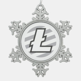 Litecoin Logo Symbool Crypto kerstversiering Tin Sneeuwvlok Ornament