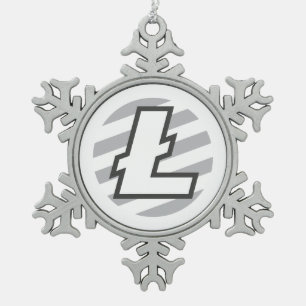 Litecoin Logo Symbool Crypto kerstversiering Tin Sneeuwvlok Ornament