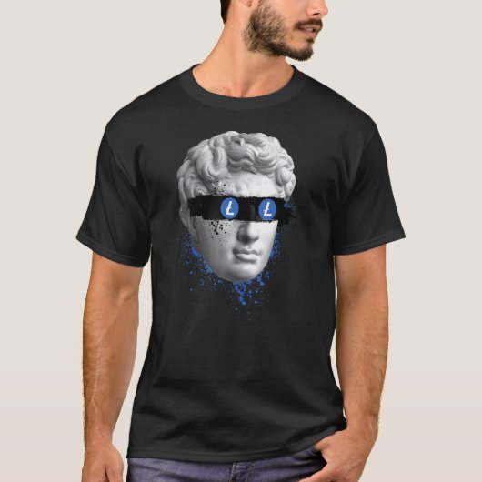 Litecoin Ltc Blind Statue Crypto Modern Art Crypto T-shirt (Voorkant)