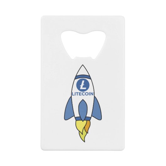Litecoin naar de maan Rocket Creditkaart Flessenopener (Voorkant)
