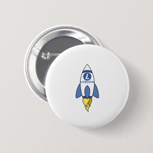 Litecoin naar de maan Rocket Ronde Button 5,7 Cm (Voorkant /achterkant)