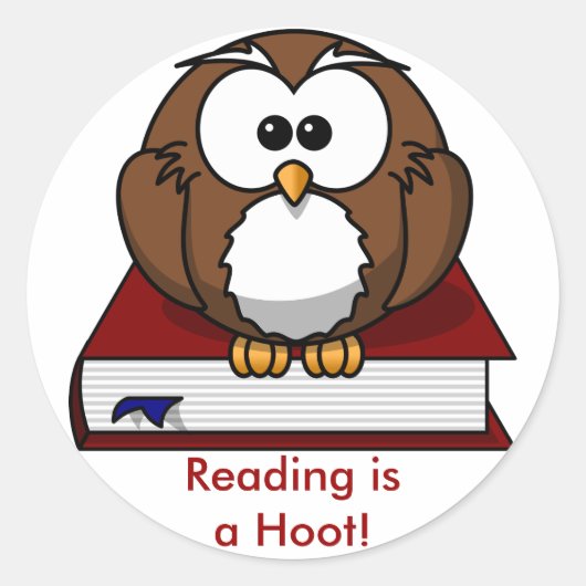 Literacy Awareness: Reading is a Hoot Ronde Sticker (Voorkant)