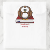 Literacy Awareness: Reading is a Hoot Ronde Sticker (Tas)