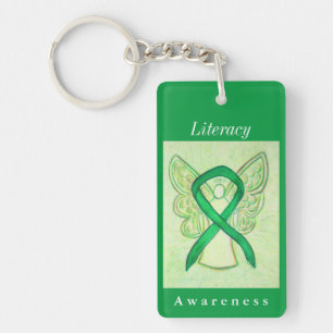Literacy Awareness Ribbon Guardian Angel Sleutelha Sleutelhanger