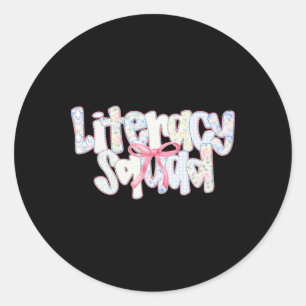Literacy Squad Coquette Terug naar school Biblioth Ronde Sticker