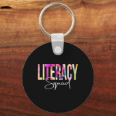 Literacy Squad Tie Dye Ck To School Women Apprecia Sleutelhanger (Voorkant)