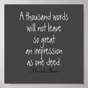 literair citaat: duizend woorden Ibsen op grijs Poster