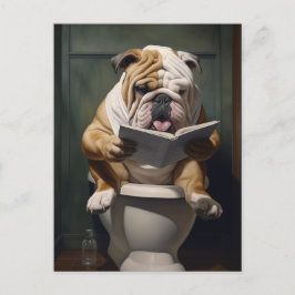 literaire bulldog | Grappige badkamer Humor Feestdagenkaart