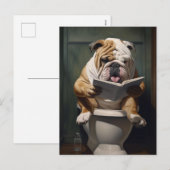 literaire bulldog | Grappige badkamer Humor Feestdagenkaart (Voorkant / Achterkant)