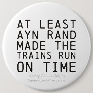 Literaire Genius: Ayn Rand Trains Ronde Button 6,0 Cm
