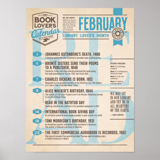 Literaire Kalender Februari Poster (Voorkant)
