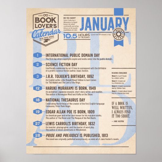 Literaire kalender januari poster (Voorkant)