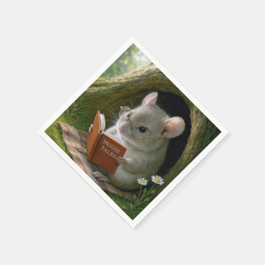 Literaire muis in een gezellig boomgat servet (Hoek)