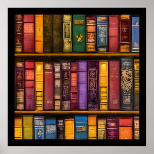 Literaire schatten - klassieke oude boeken poster (Voorkant)