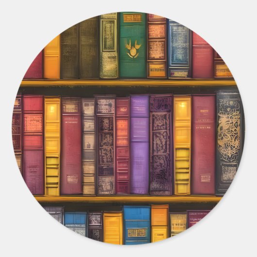 Literaire schatten - klassieke oude boeken ronde sticker (Voorkant)