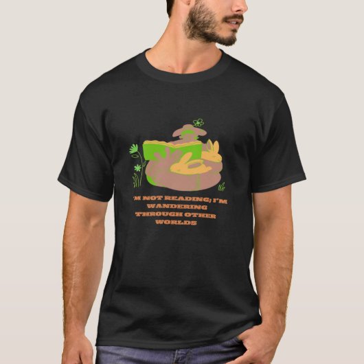 Literaire zwerver: boek en konijnengelukzaligheid t-shirt (Voorkant)