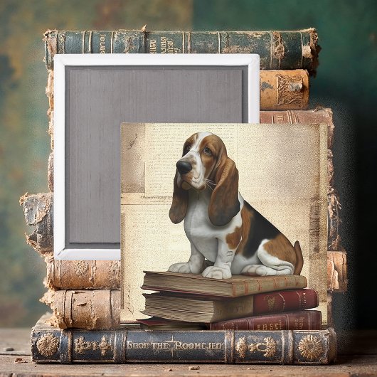 Literary Basset Hound Magneet