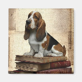 Literary Basset Hound Magneet (Voorkant)