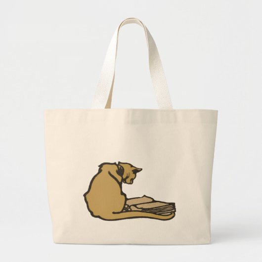Literary Cat Jumbo Canvas tas (Voorkant)