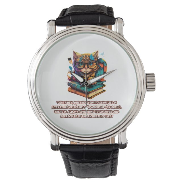 Literary Felines Life's Richness Passion cats Horloge (Voorkant)