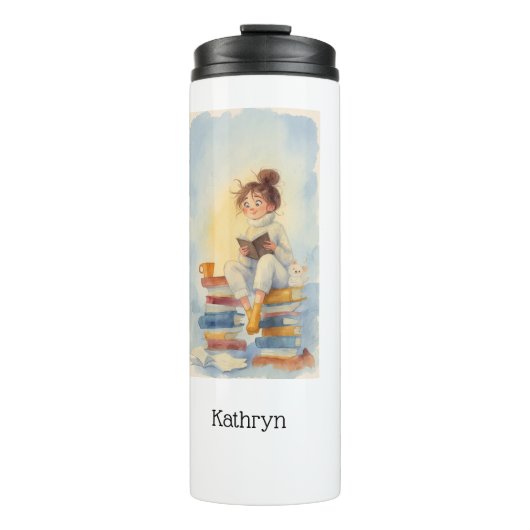 Literary Girl Book Personalized Thermal Tumbler Thermosbeker (Voorkant)
