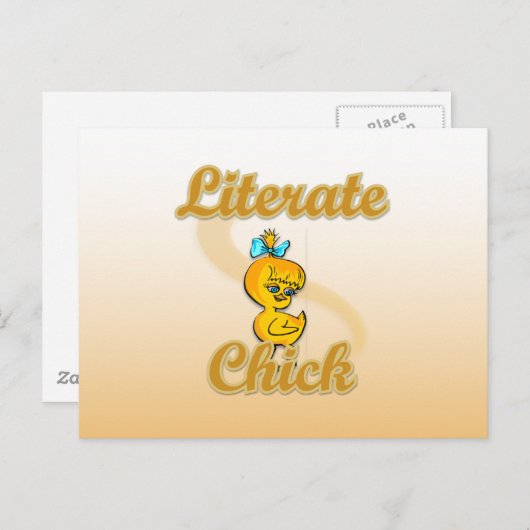 Literate Chick Briefkaart (Voorkant / Achterkant)