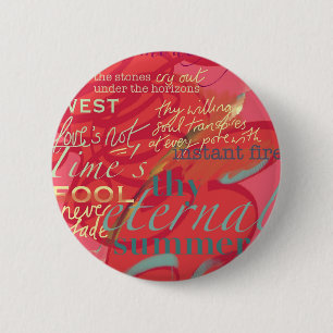 Literature Quotes Love Poetry Shakespeare Pink Ronde Button 5,7 Cm