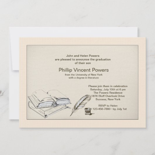 Literatuur Afstuderen Invitation Kaart (Voorkant)