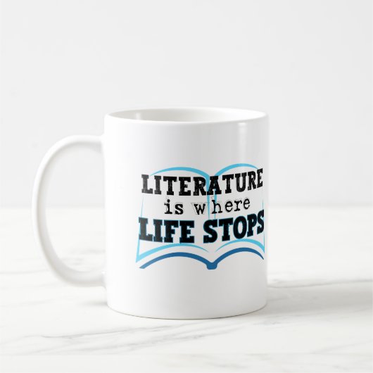 Literatuur is waar het leven STOPs.w Koffiemok (Links)
