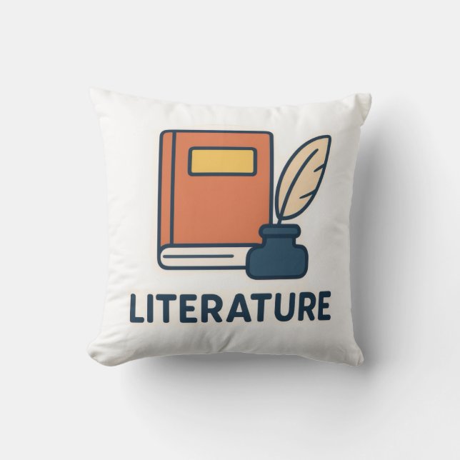 Literatuur Onderwerp Sticker – Boek & Quill Kussen (Voorkant)