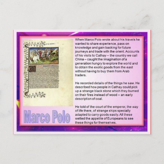 Literatuur, reisschrijven, Marco Polo Briefkaart (Voorkant)