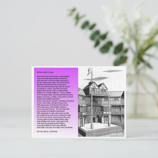 Literatuur, Shakespeare, alles is een podium Briefkaart (Staand voorkant)