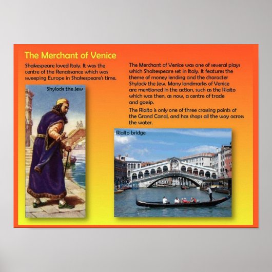 Literatuur, Shakespeare, Merchant of Venice Poster (Voorkant)
