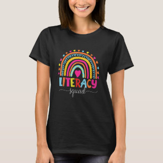Literatuurkwadraten lezen lerarenregenboog terug n t-shirt