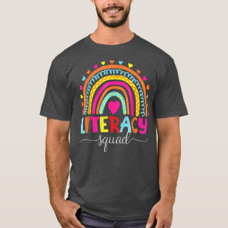 Literatuurkwadraten lezen lerarenregenboog terug n t-shirt