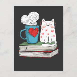Literatuurlezers voor Cute Cat en Coffee Book Love Briefkaart