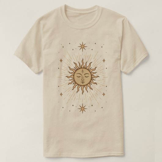 Litha Celestial Sun Face Summer Solstice Art T-shirt (Design voorkant)