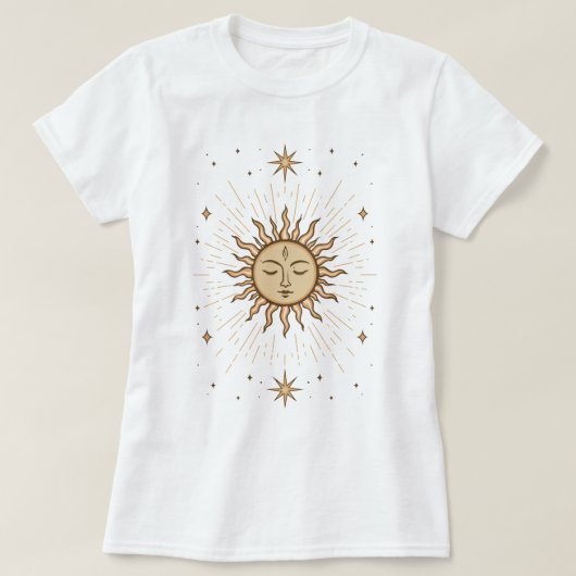 Litha Celestial Sun Face Summer Solstice Art T-shirt (Design voorkant)