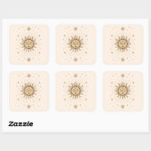 Litha Celestial Sun Face Summer Solstice Art Vierkante Sticker (Vel)