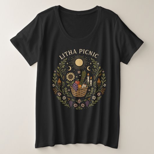 Litha Picnic Summer Solstice Celestial Art Grote Maat T-shirt (Design voorkant)