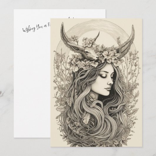 Litha Radiance - Nordic Retro Pagan Holiday Kaart (Voorkant / Achterkant)