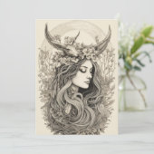 Litha Radiance - Nordic Retro Pagan Holiday Kaart (Staand voorkant)