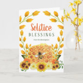 Litha Summer Solstice Floral Honey Bee Sunflower Kaart (Gele Bloem)