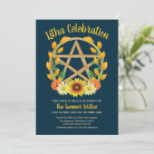 Litha Summer Solstice Gold Star Wicca Sabbat Kaart (Staand voorkant)