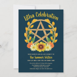 Litha Summer Solstice Gold Star Wicca Sabbat Kaart