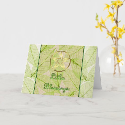 Litha Summer Solstice Pagan Pentagram Kaart (Gele Bloem)