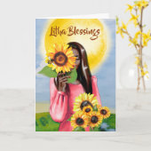 Litha Summer Solstice Sunflowe Lady Greeting Kaart (Gele Bloem)