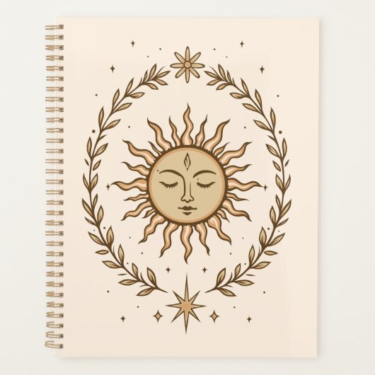 Litha Sun Face Botanical Wreath Celestial Art Planner (Voorkant)