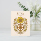 Litha Sunflower Wheel Summer Solstice Celestial  Briefkaart (Staand voorkant)